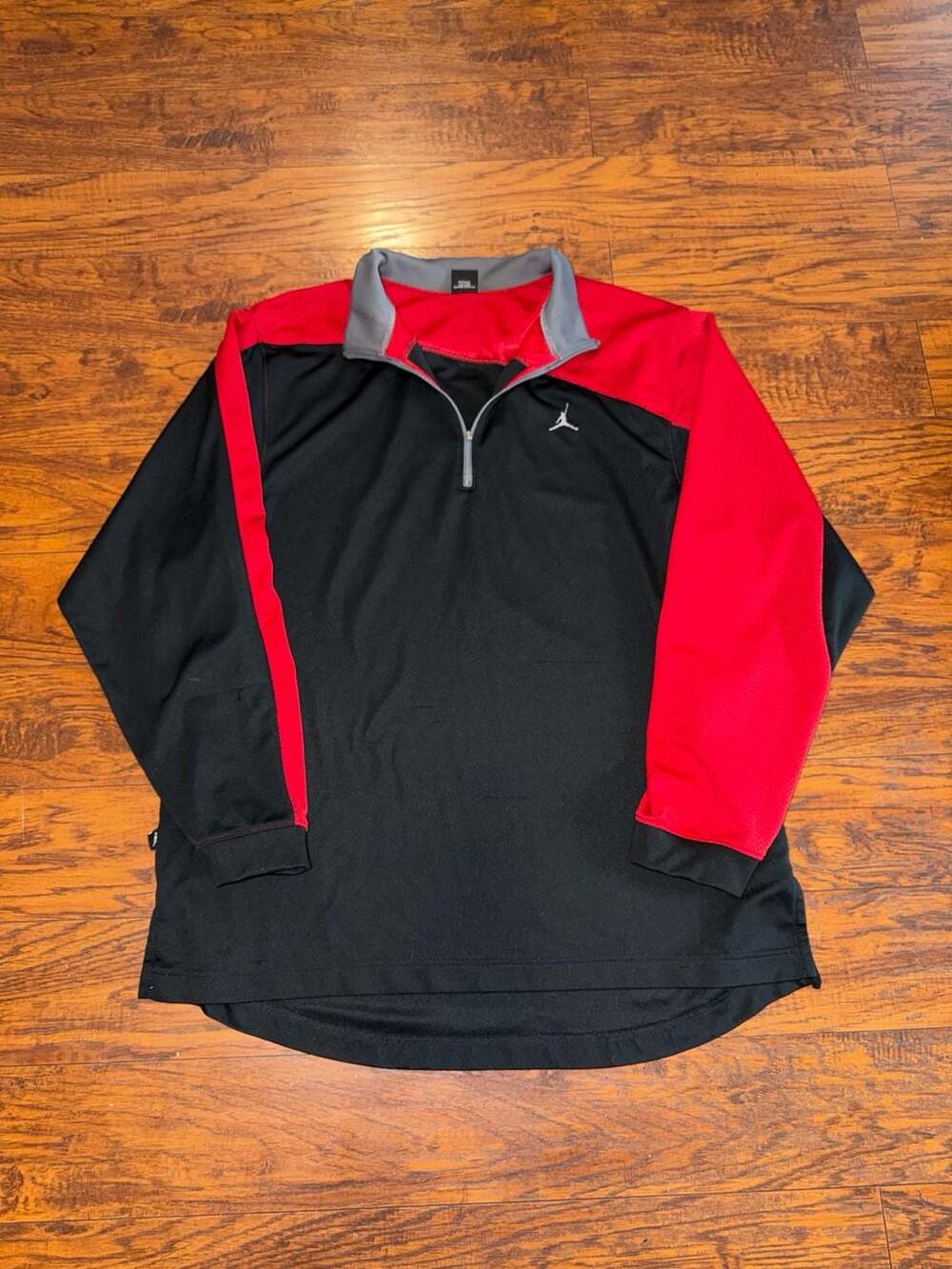 Jordan 1/4 Zip Pullover Shirt XL Black Red Long Sleeve